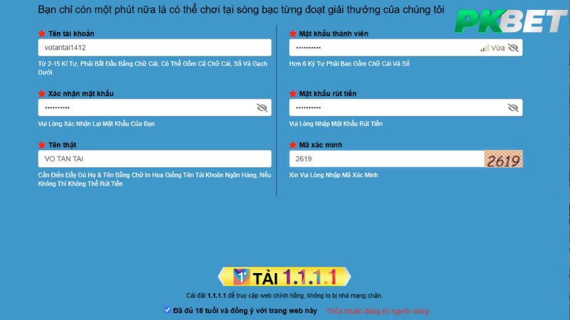 Hoàn tất thông tin vào biểu mẫu
